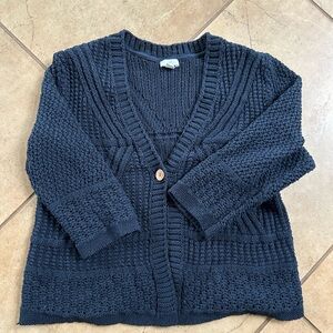 J. Jill Navy BlueTextured Knit One- button Cardigan